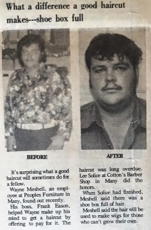 Photograph from the Facebook post “1978, haircut fun!”