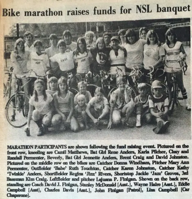 Photograph from the Facebook post “Bike marathon raises money, 1978”