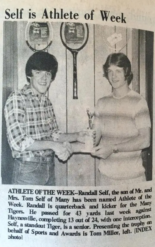 Photograph from the Facebook post “Randall Self, Athlete of the Week.”