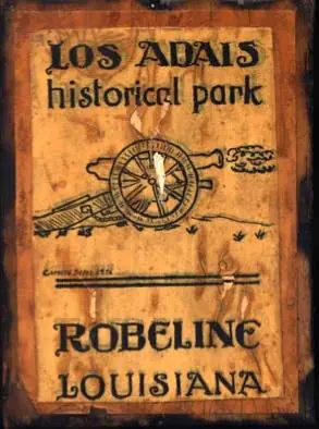 Photograph from the Facebook post “From 1977, plaque made by members of the Los Adaes Foundation.”