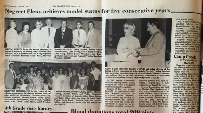 Photograph from the Facebook post “1987, Negreet Elementary achieves model status”
