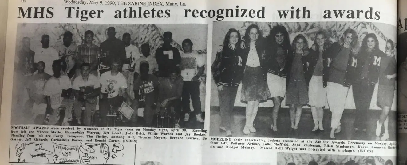 Photograph from the Facebook post “1990 Many Tiger athletics #manytigers #manyathletics #manytigers1990”