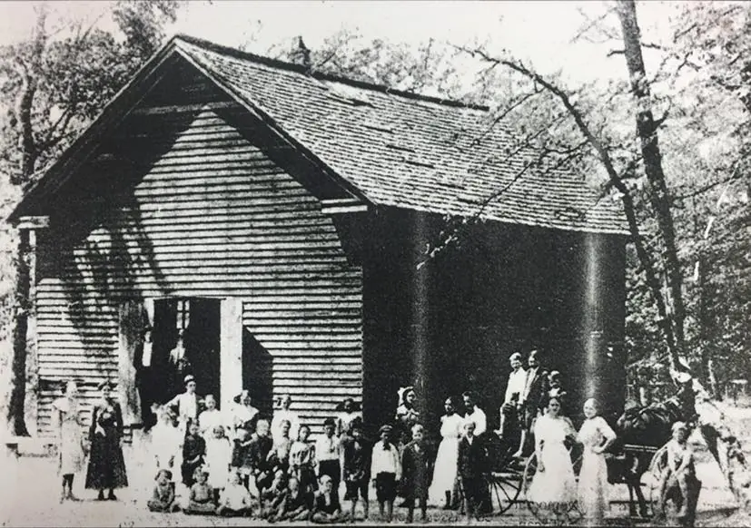 Photograph from the Facebook post “All I know about this photo is it is a school house somewhere in Sabine Parish, taken…”
