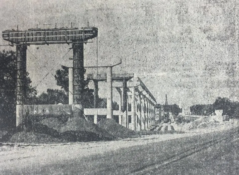 Photograph from the Facebook post “Pendleton Bridge under construction over the Sabine River and yet-to-be Toledo Bend Lake.”