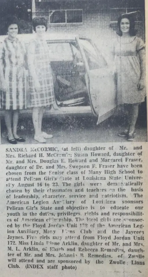 Photograph from the Facebook post “Sandra McCormic, Susan Howard and Margaret Fraser selected from Many High Senior Class…”
