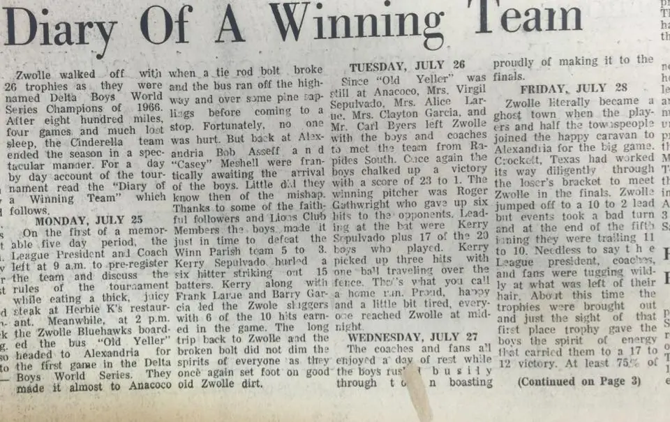 Photograph from the Facebook post “Diary of a Winning Team!”