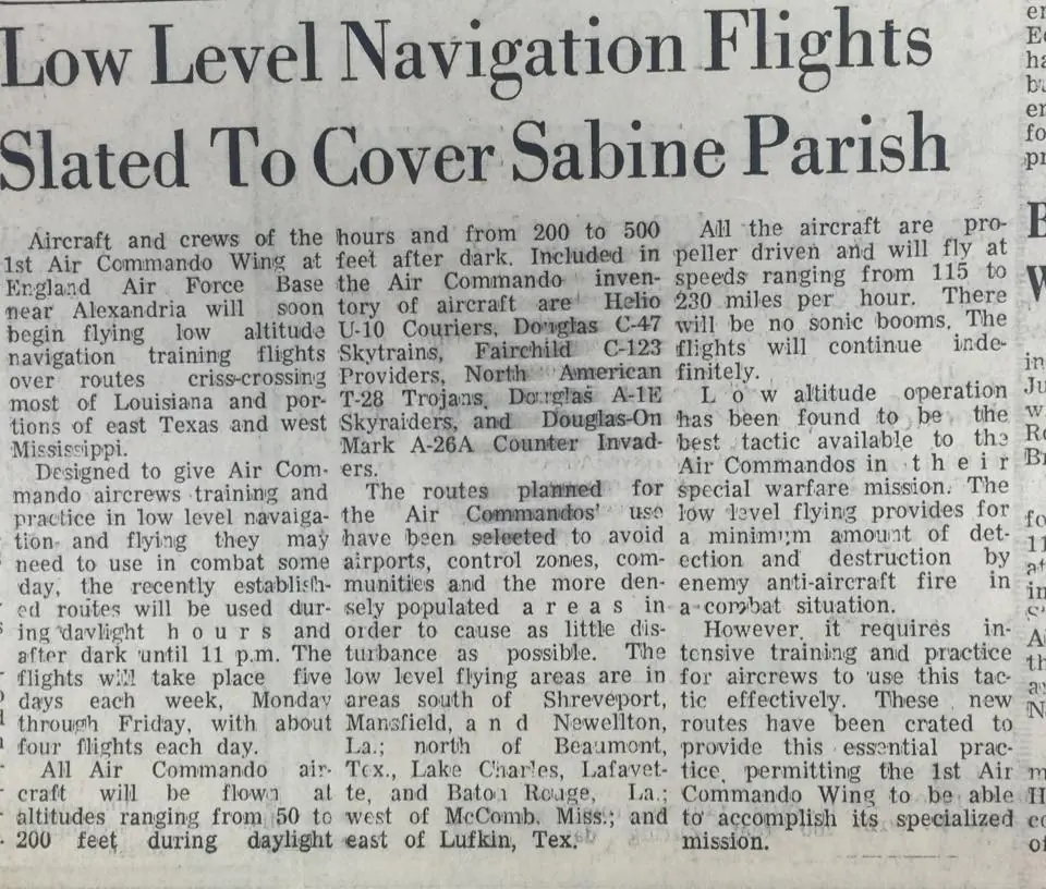 Photograph from the Facebook post “Low level navigation flights announced in 1966”
