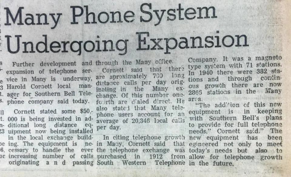 Photograph from the Facebook post “700 long distance calls passing through Many each day in 1966!”