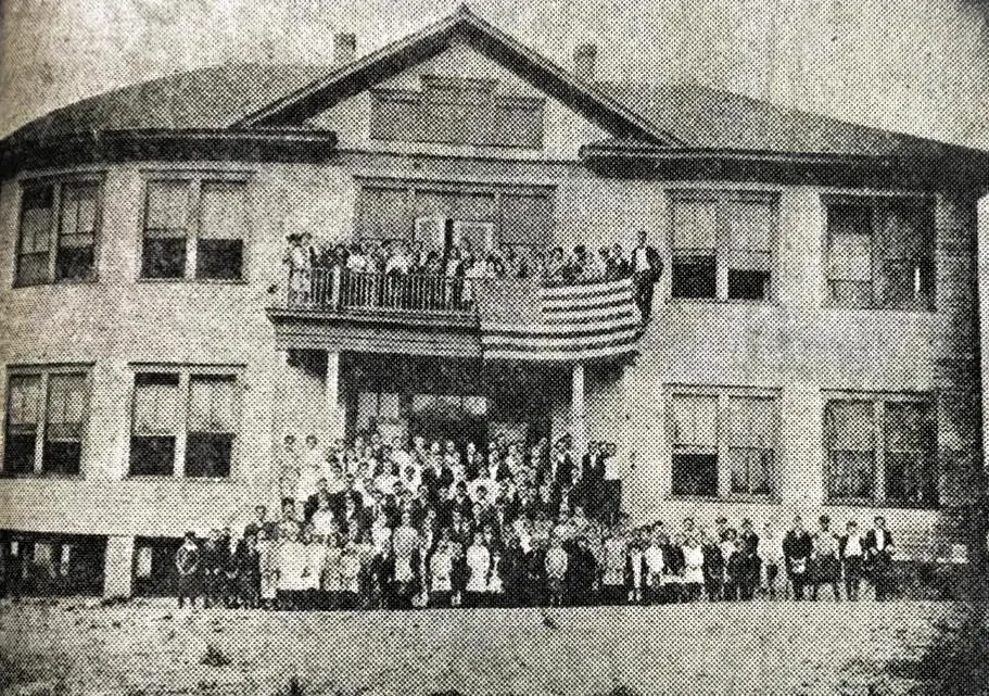 Photograph from the Facebook post “Completed just in time for the 1913-1914 school year was this building, the very first…”