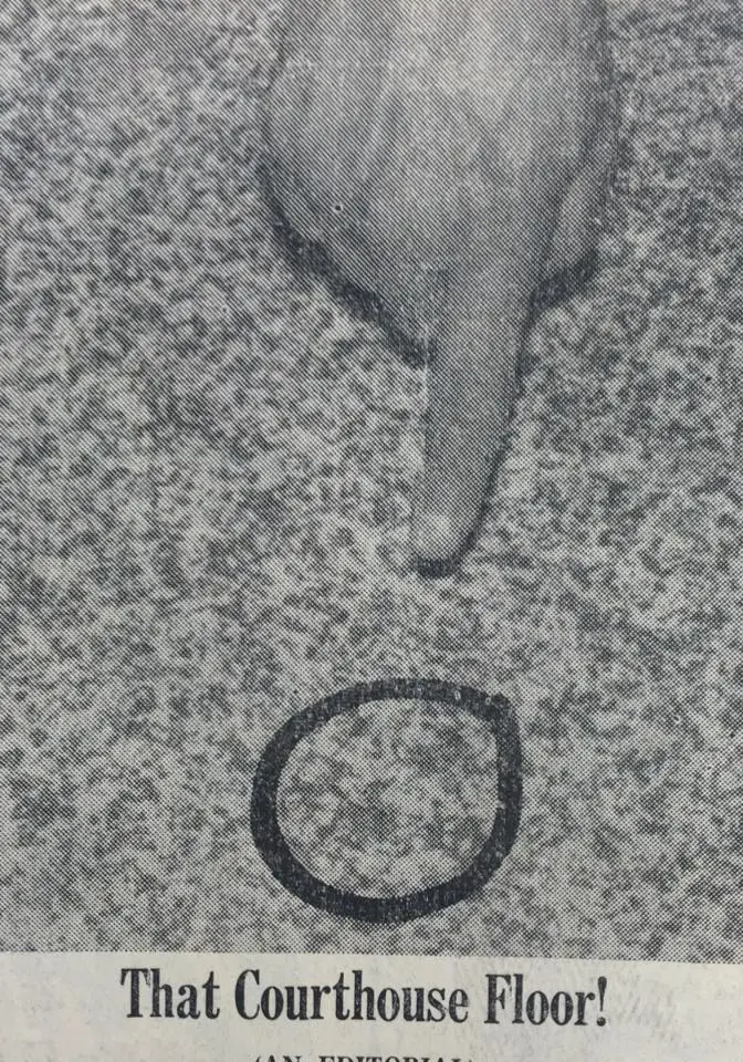 Photograph from the Facebook post “That Courthouse floor, though.”