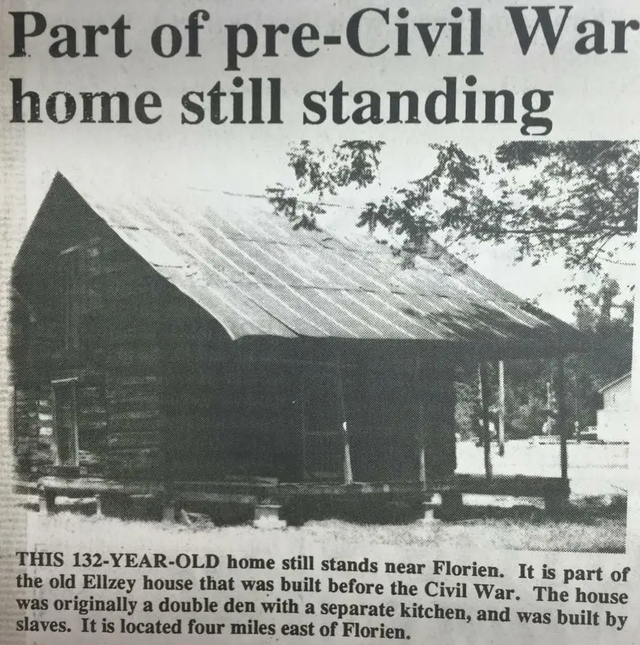 Photograph from the Facebook post “The old Ellzey house in Florien featured in 1990s edition of The Sabine Index”