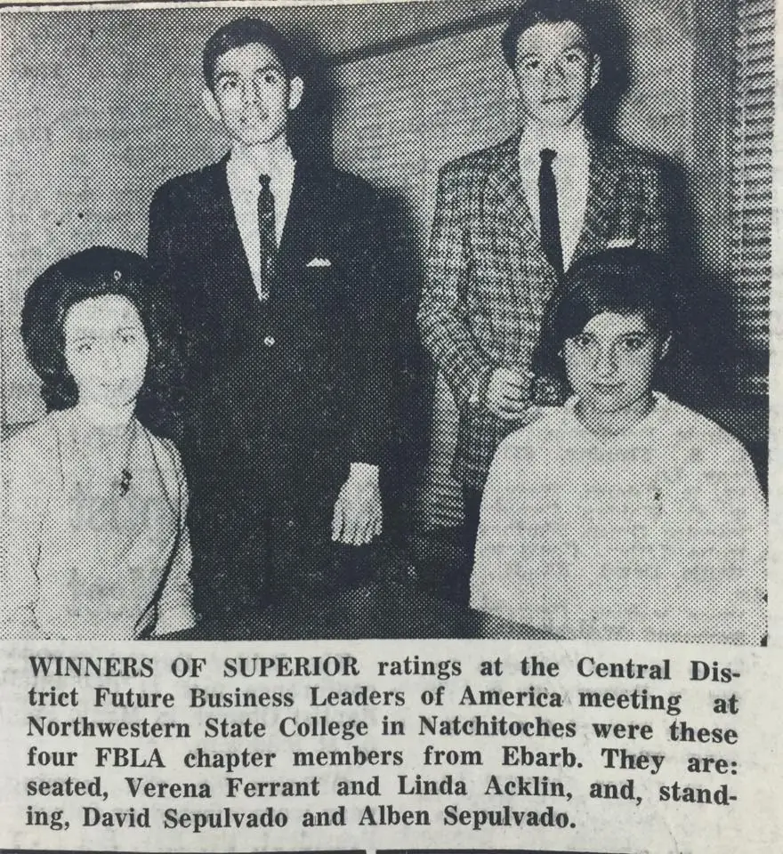 Photograph from the Facebook post “1967 FBLA winners, from Ebarb School”