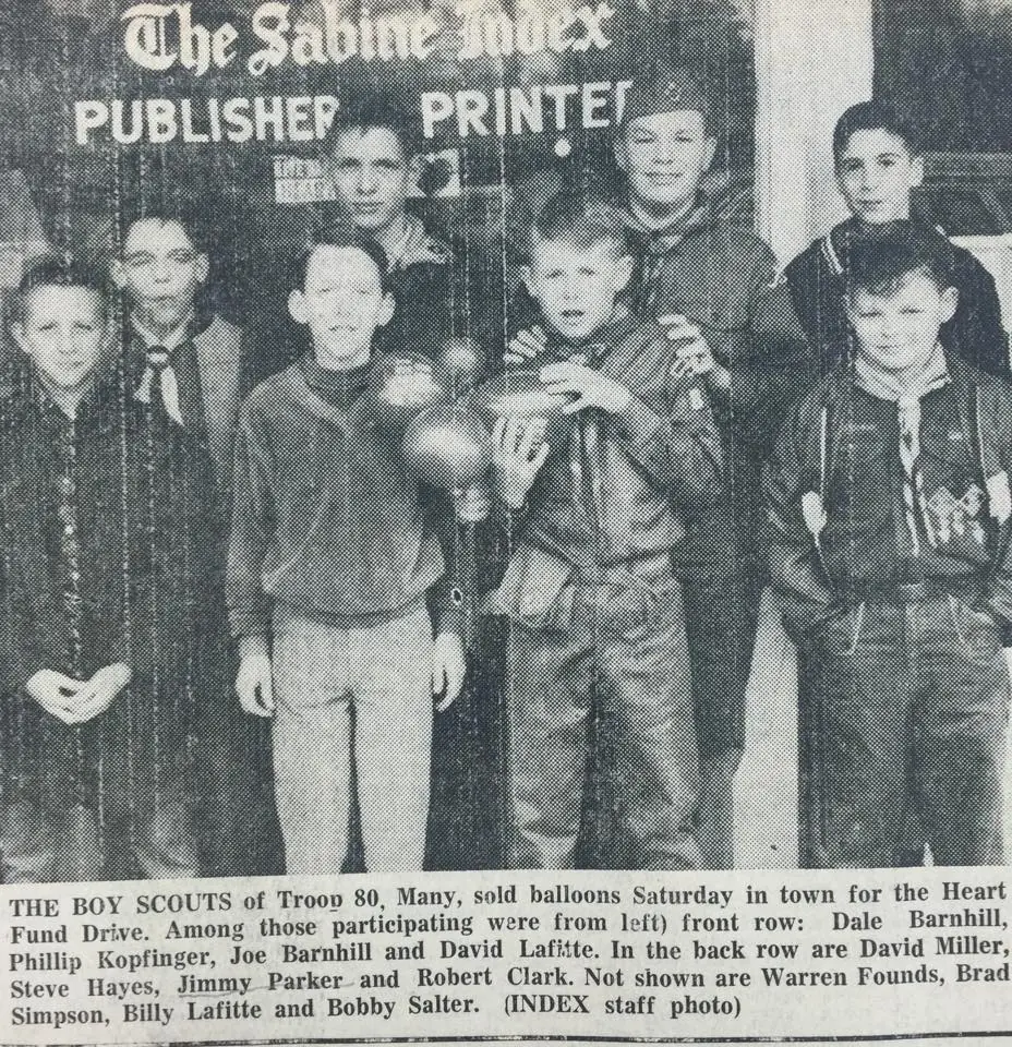 Photograph from the Facebook post “1967 Boy Scouts of Many”