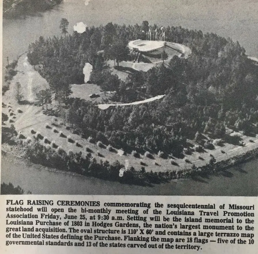 Photograph from the Facebook post “Flag Island at Hodges Gardens.”