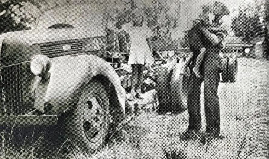 Photograph from the Facebook post “Jack Smith being greeted by his daughters Janice and Jackie, upon his return home in…”