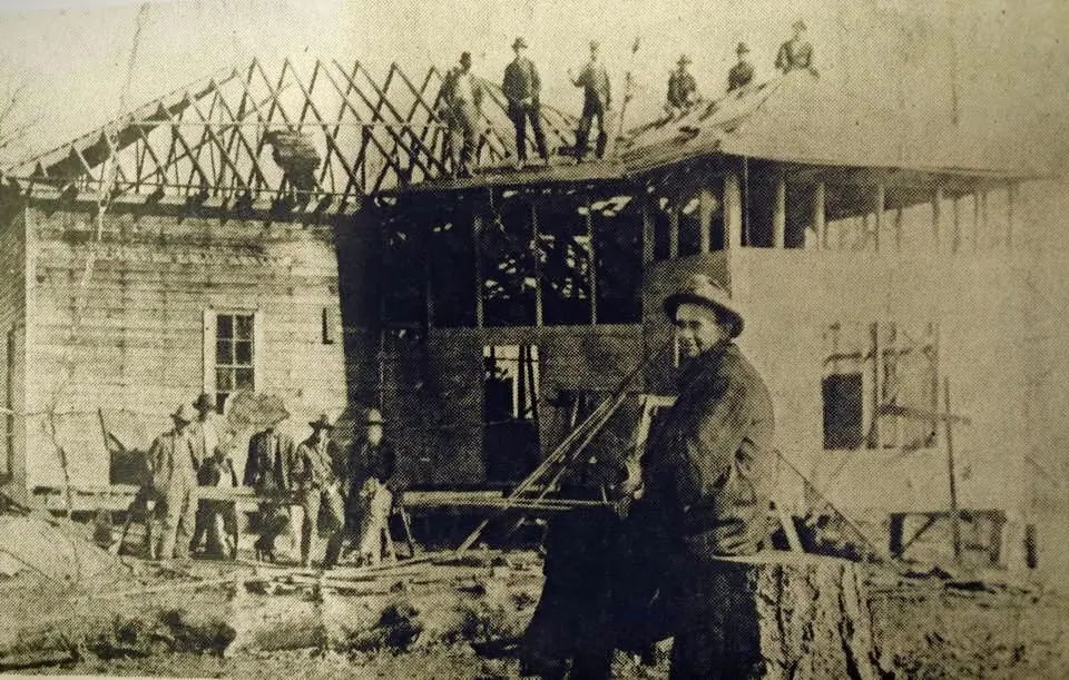 Photograph from the Facebook post “The building of a church.”