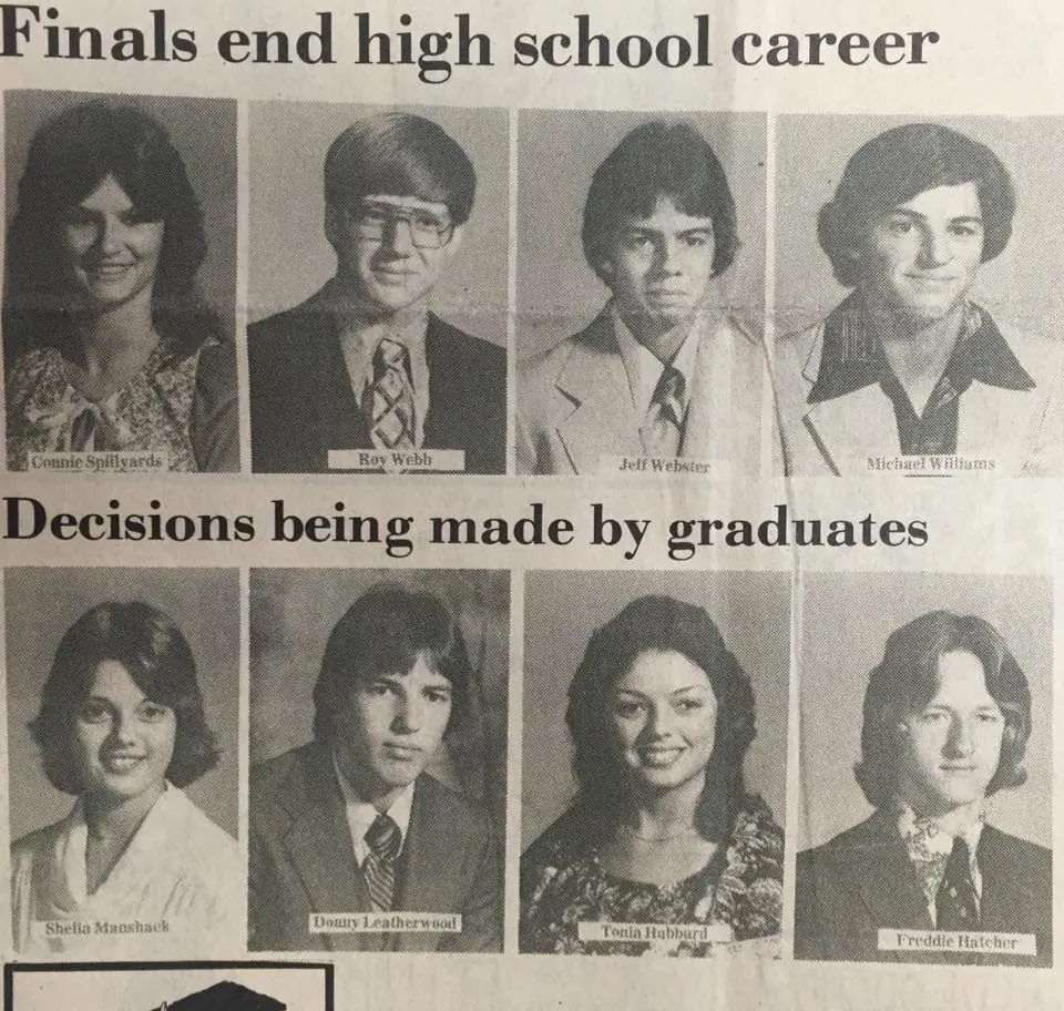 Photograph from the Facebook post “Converse graduates 1980”