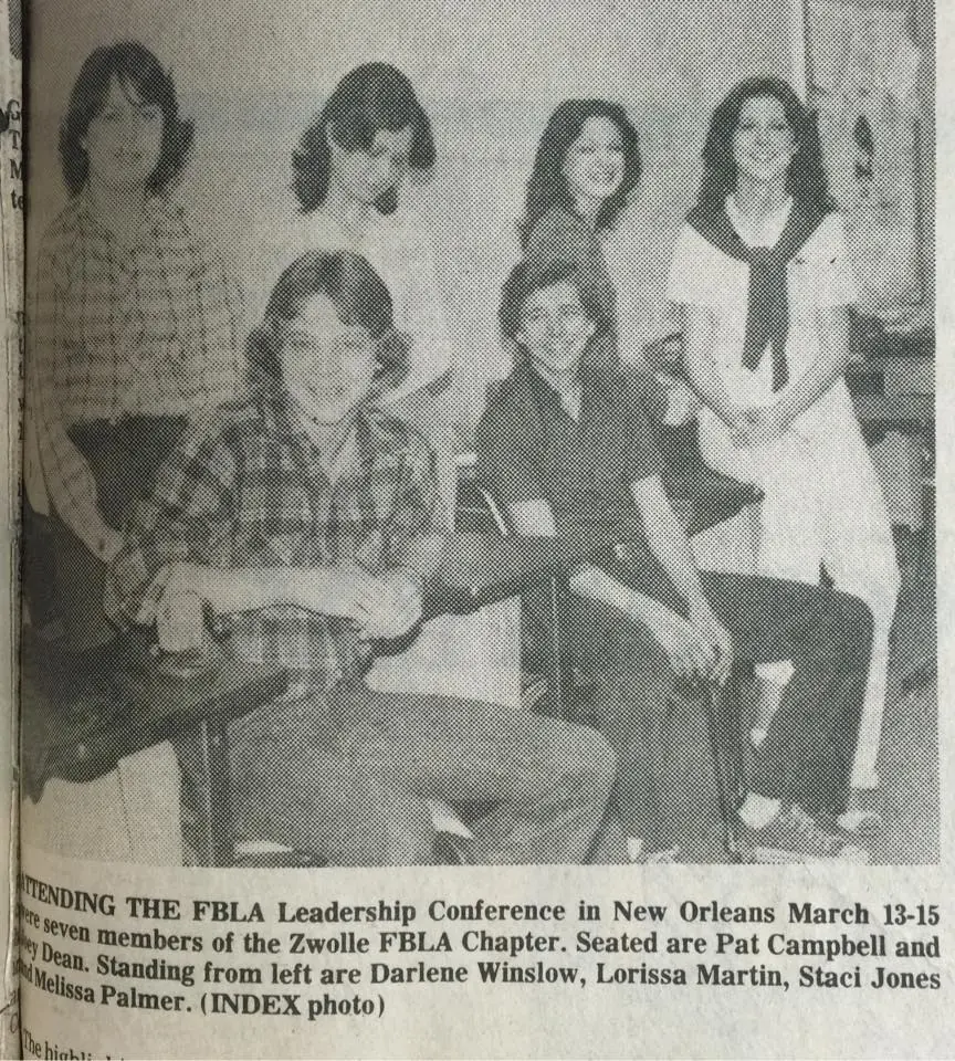 Photograph from the Facebook post “FBLA Leadership, 1980”