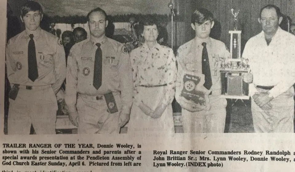 Photograph from the Facebook post “1980, Wooley named Trail Ranger of the Year”