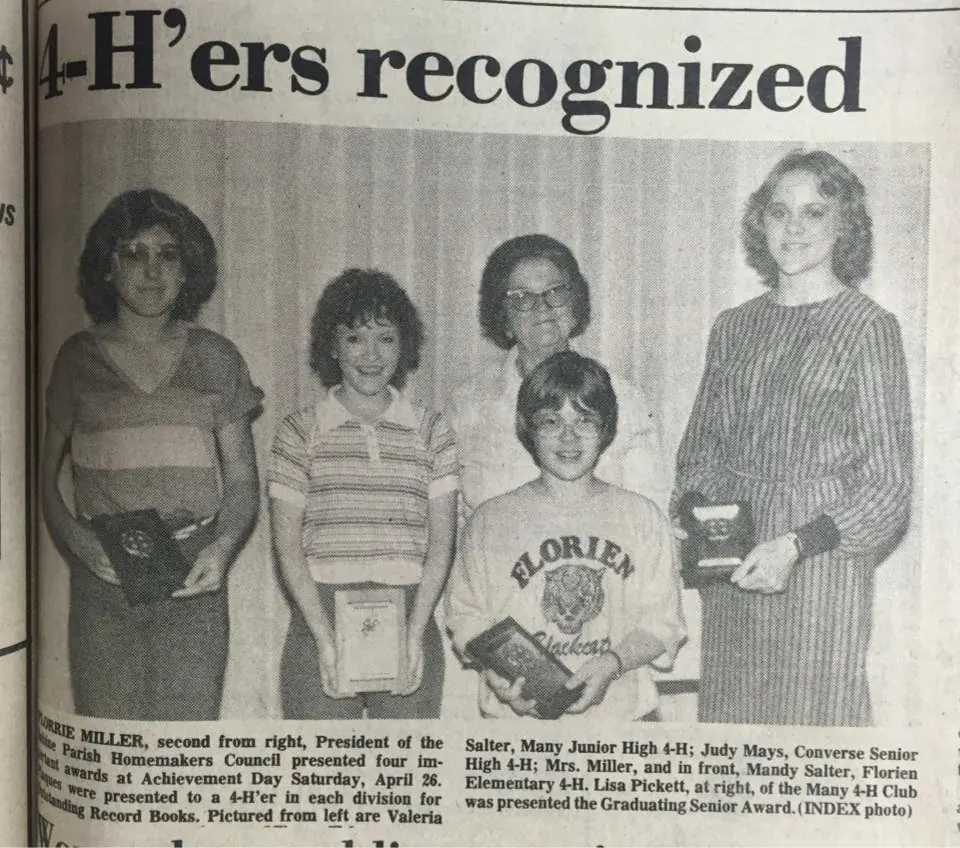 Photograph from the Facebook post “Sabine 4-H, 1980”