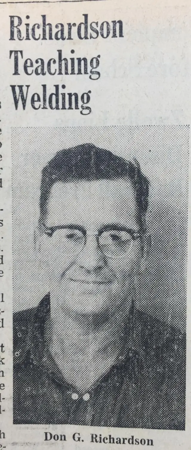 Photograph from the Facebook post “1967, Don Richardson, welding instructor”