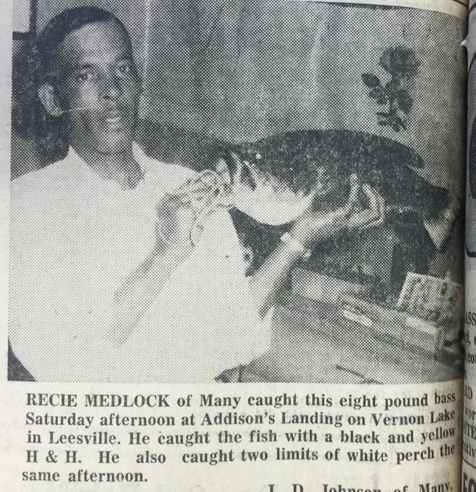 Photograph from the Facebook post “1967, Recie Medlocks catch on Vernon Lake”