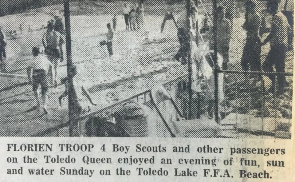 Photograph from the Facebook post “Florien Boy Scouts on Toledo Queen in 1967”