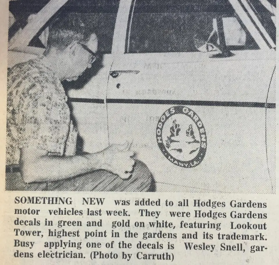 Photograph from the Facebook post “1967, New Hodges decal.”