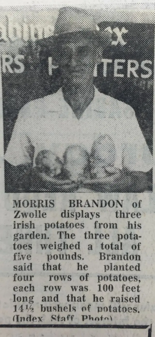 Photograph from the Facebook post “Irish potatoes in 1967!”