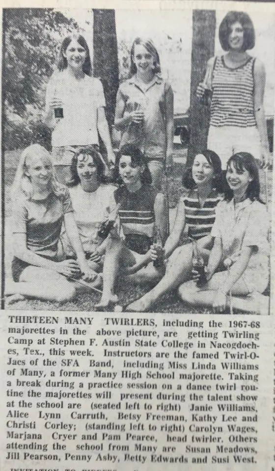 Photograph from the Facebook post “Many Twirlers, 1967”