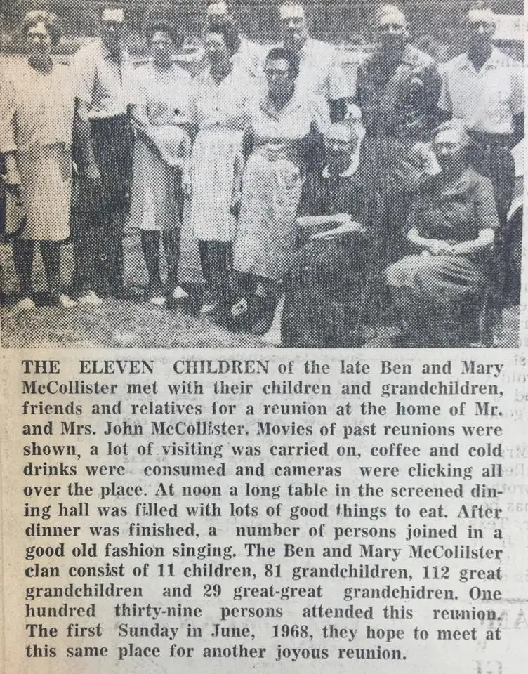Photograph from the Facebook post “McCollister reunion.”