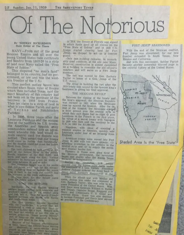 Photograph from the Facebook post “Published in The Shreveport Times in 1959, very interesting article on history of this…”
