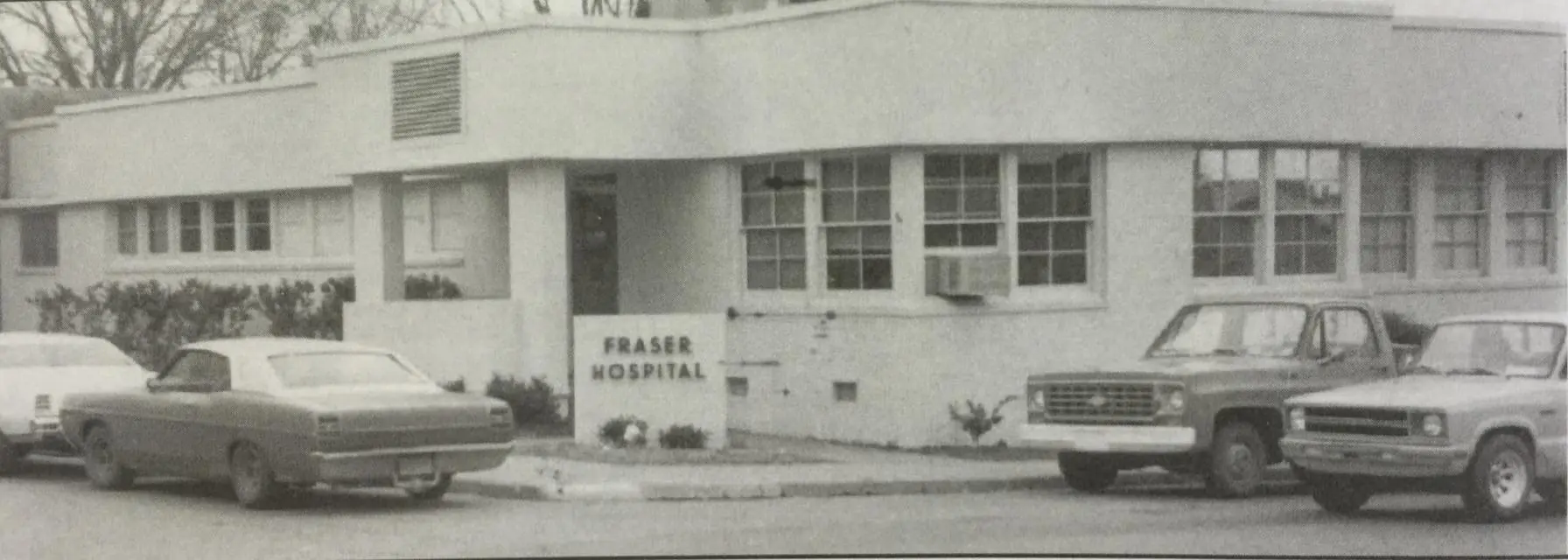 Photograph from the Facebook post “Another of Fraser Hospital, located across from the Courthouse where District Attorney's…”