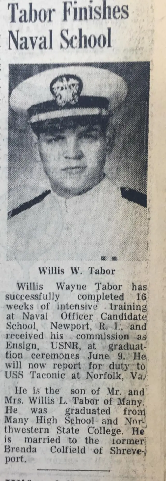 Photograph from the Facebook post “1967, Tabor in the Navy”