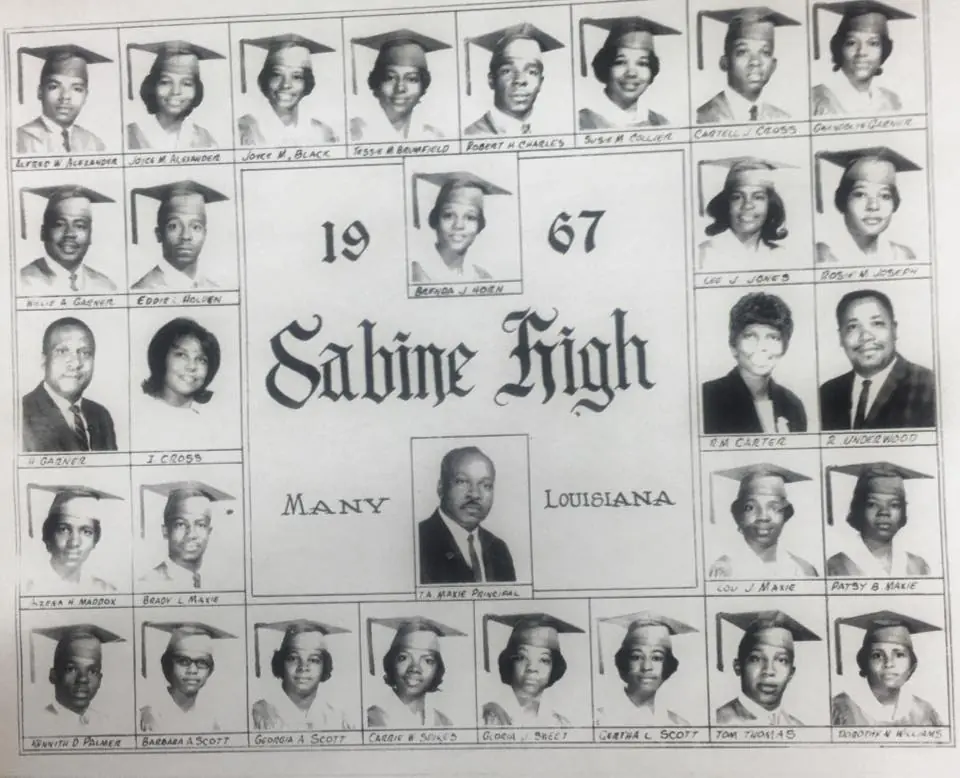Photograph from the Facebook post “Sabine High School, 1967 grads”