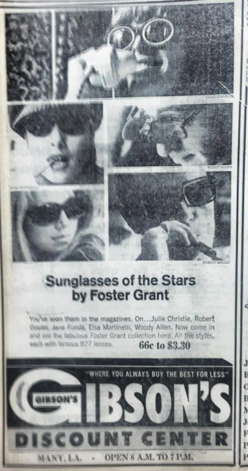 Photograph from the Facebook post “Sunglasses of the stars can be found in Many, Louisiana!!!!”