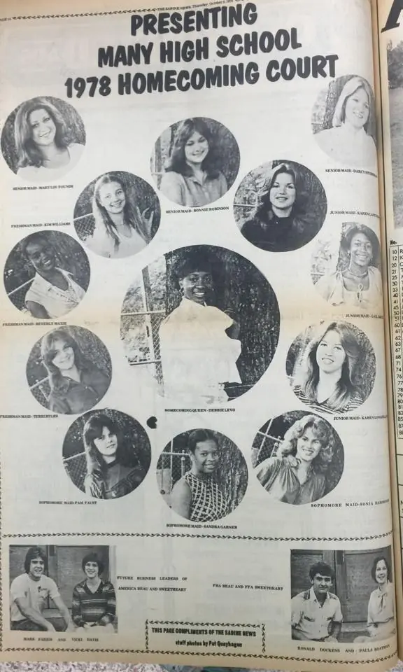 Photograph from the Facebook post “1978 Many homecoming court”