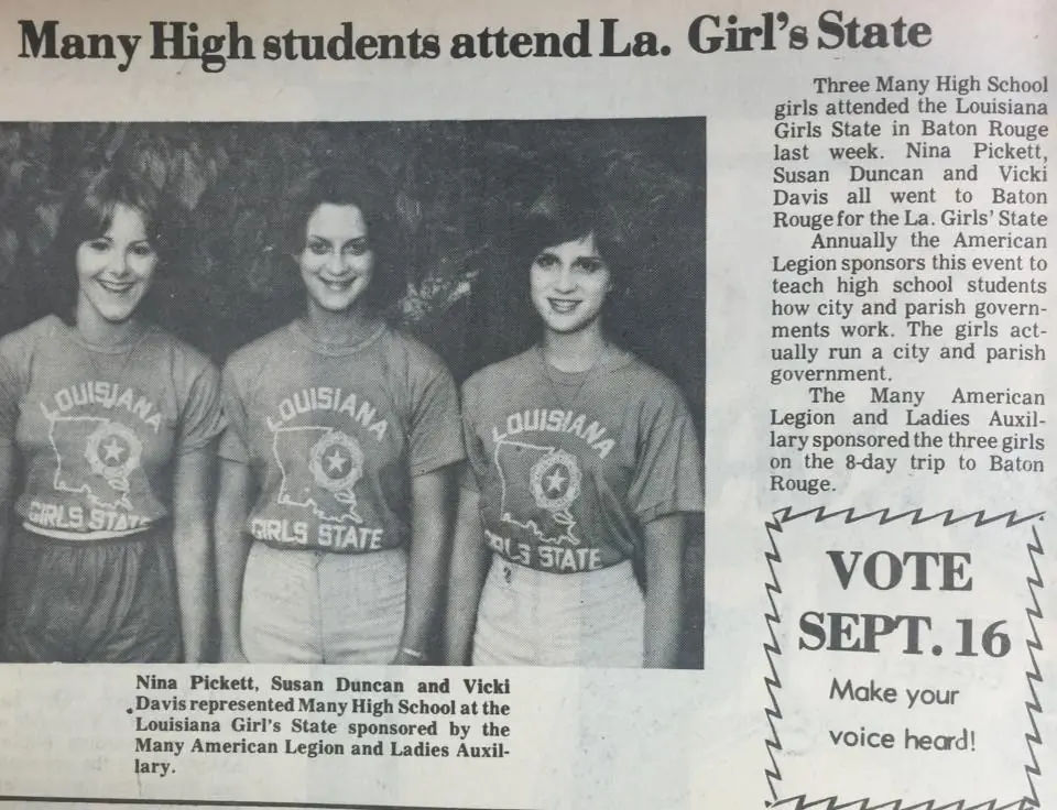 Photograph from the Facebook post “MHS students attend Girls State.”