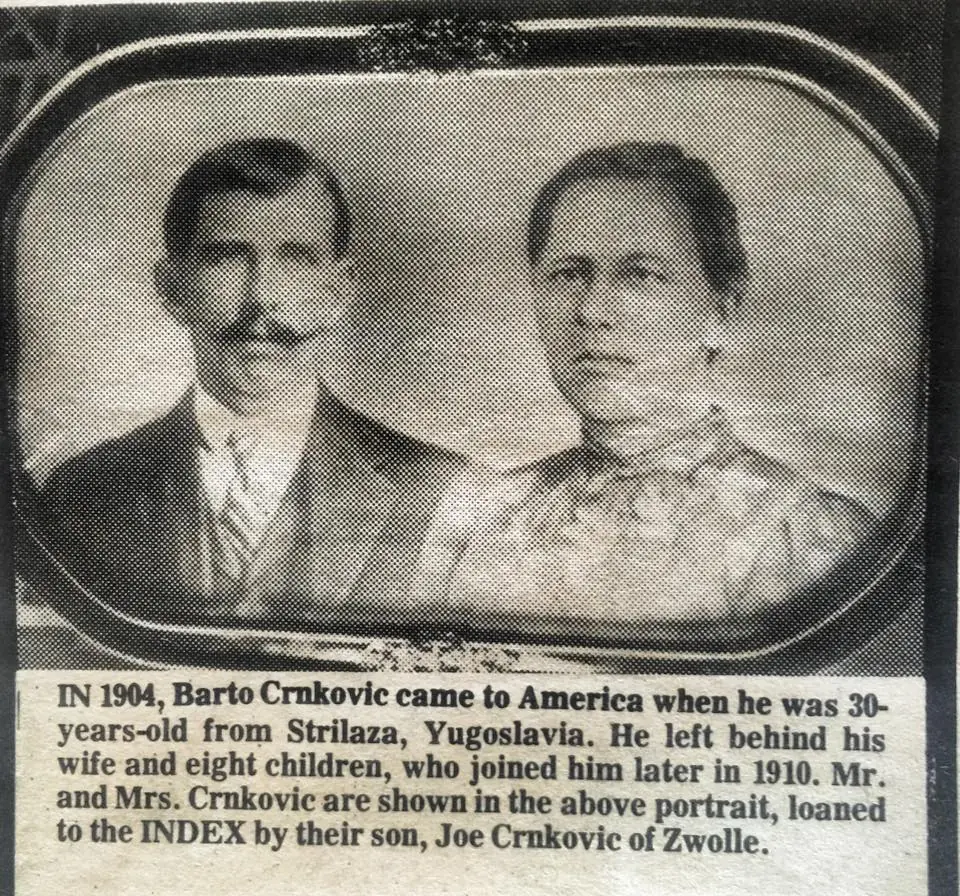 Photograph from the Facebook post “Early early 1900s immigrants to America, the Crnkovics found their new home in Zwolle”