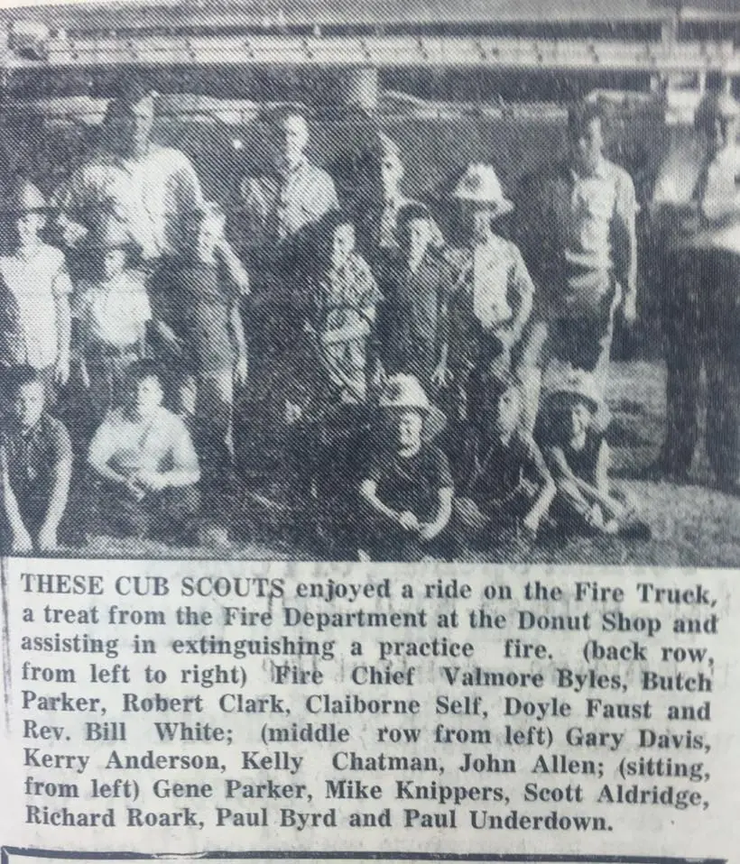 Photograph from the Facebook post “1967, Cub Scouts get ride on fire truck”