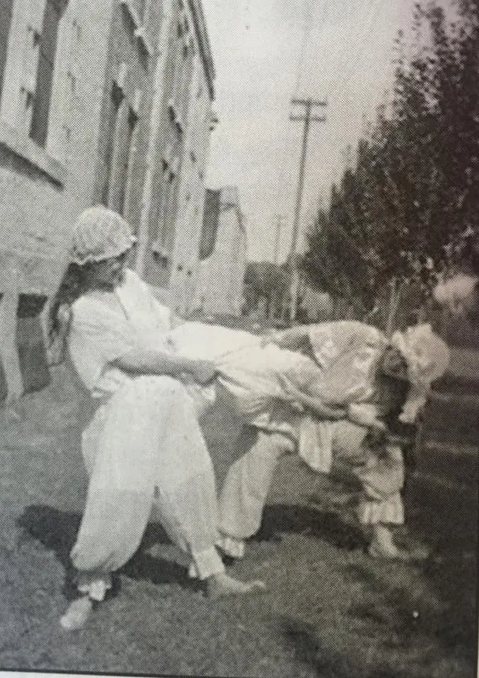 Photograph from the Facebook post “Students at Louisiana Normal in Natchitoches (Northwestern) enjoy a pillow fight in…”