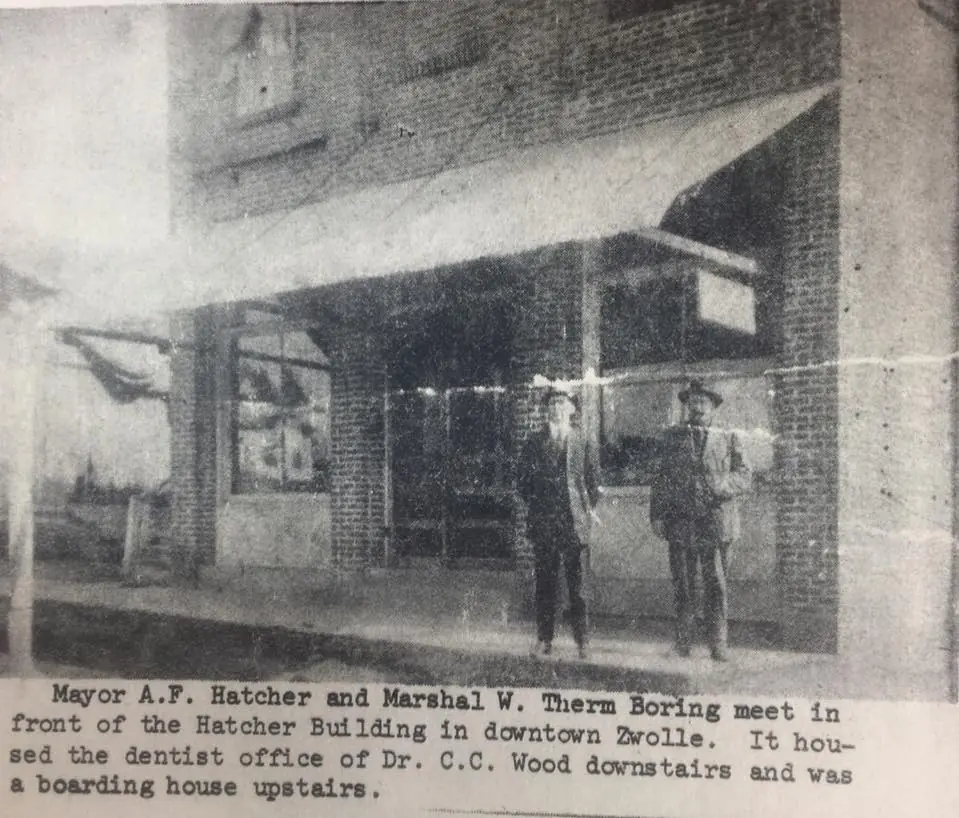 Photograph from the Facebook post “The old Hatcher Building in downtown Zwolle.”