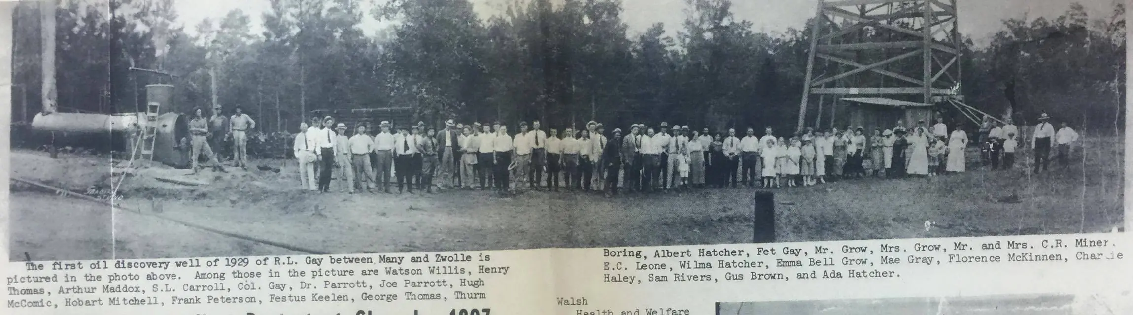 Photograph from the Facebook post “The first discovery well of 1929, of R.”