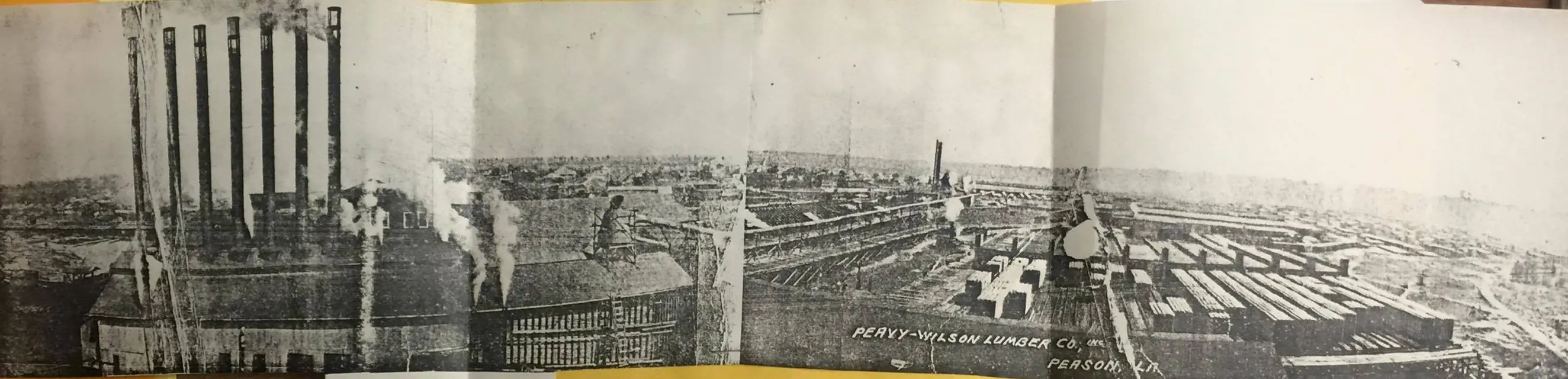 Photograph from the Facebook post “Peavy Wilson Lumber Company at Peason near Florien.”