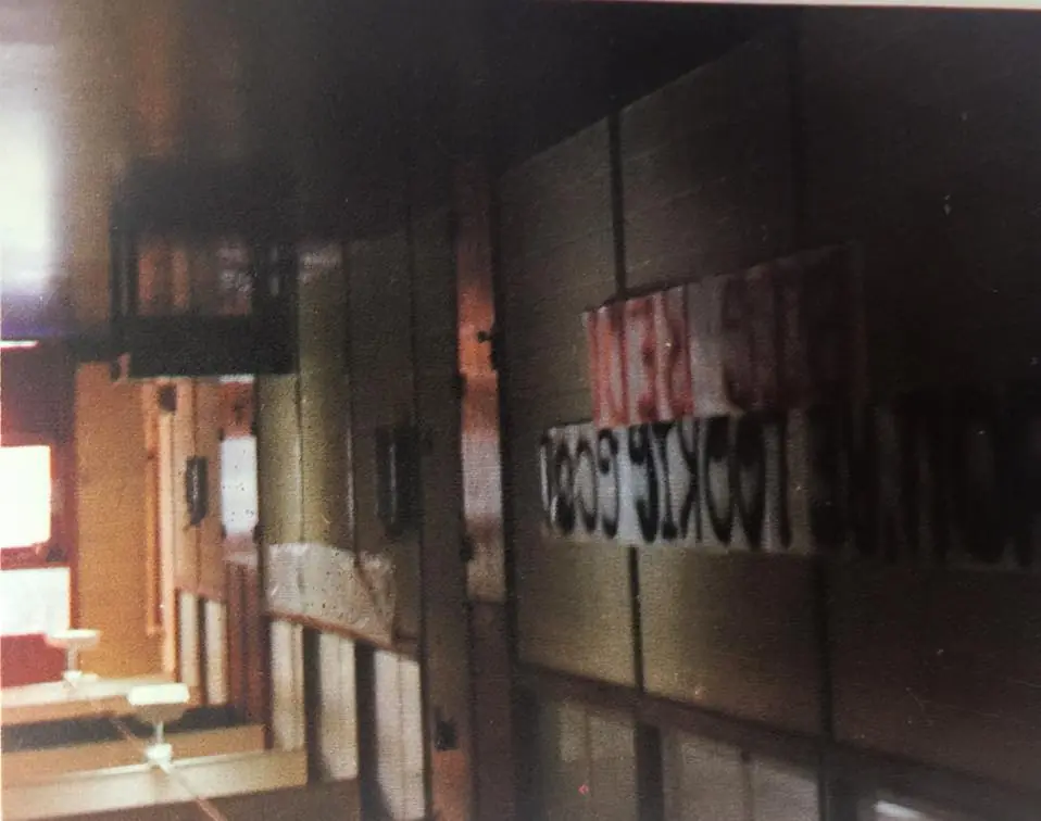 Photograph from the Facebook post “Inside old Many High School, 1970s”