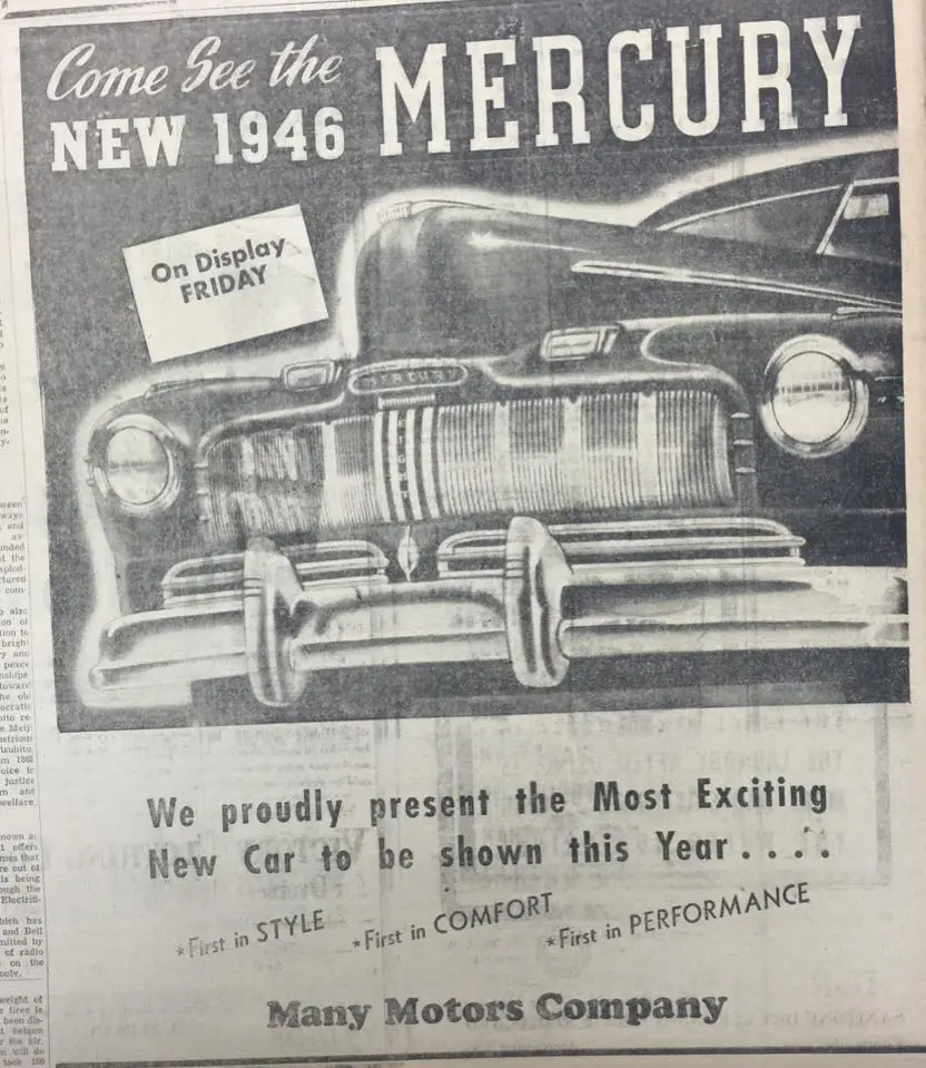 Photograph from the Facebook post “1946 Mercury”