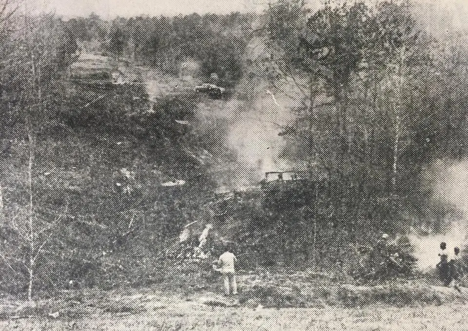 Photograph from the Facebook post “1966, clearing of Fairway 1 at Hodges Gardens (later Toro Hills) Golf Course.”