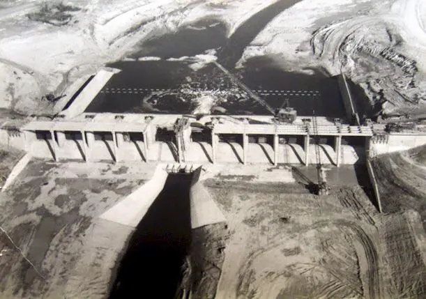 Photograph from the Facebook post “Spillway at Toledo Bend Dam being constructed.”