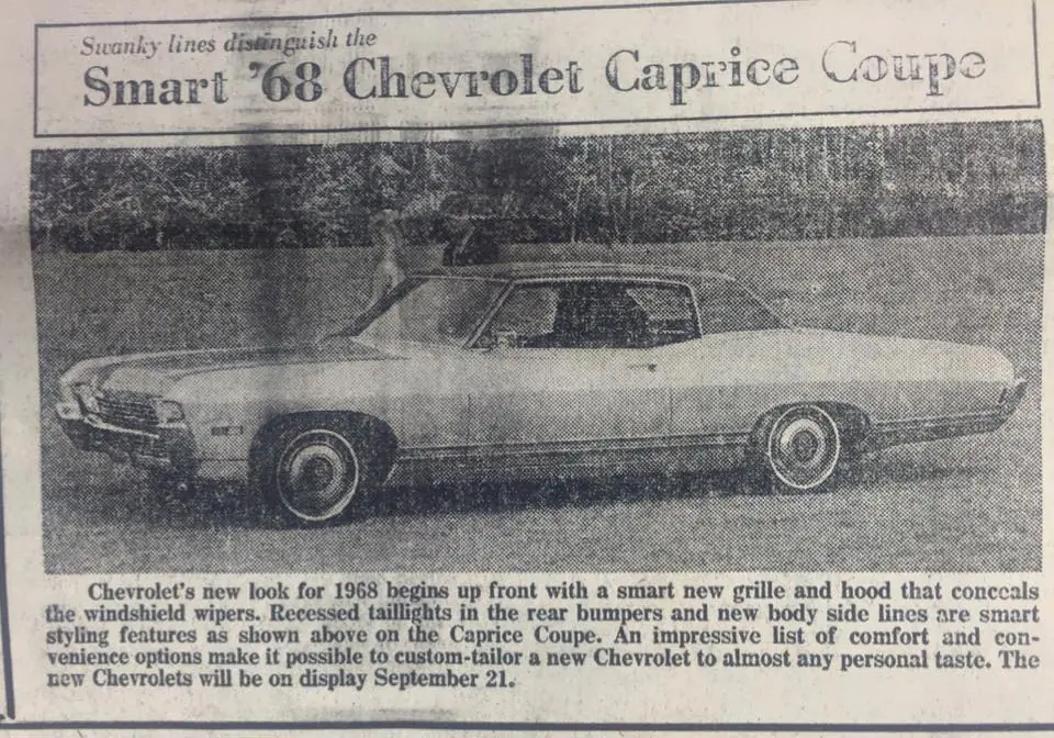 Photograph from the Facebook post “1967 Chevy Caprice.”