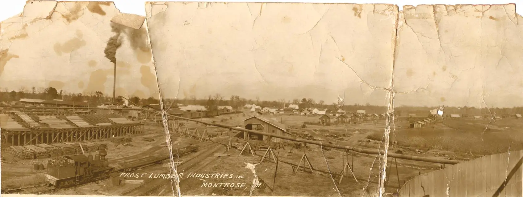 Photograph from the Facebook post “Portrait of a lumber mill, 1900.”